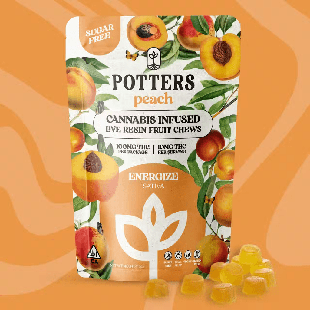 Peach Sugar-Free Live Fruit Chews | 100mg 10pk