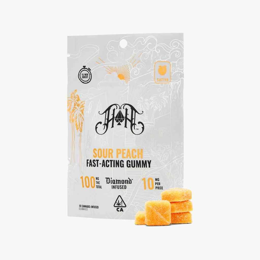 Sour Peach | Sativa - Fast-Acting Gummies - 100mg THC