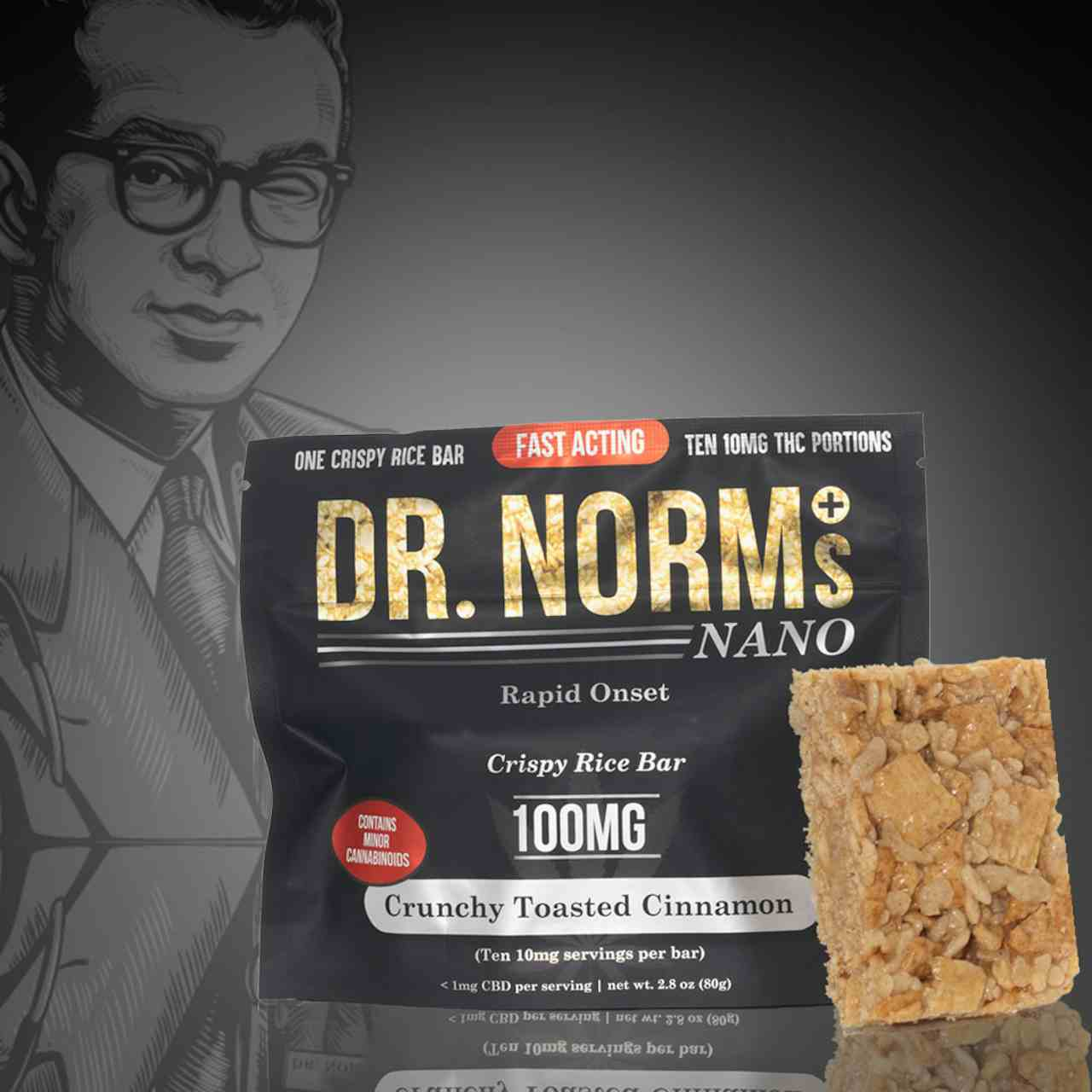 Fast-Acting Crunchy Toasted Cinnamon Crispy Rice Bar - Gluten-Free 100mg