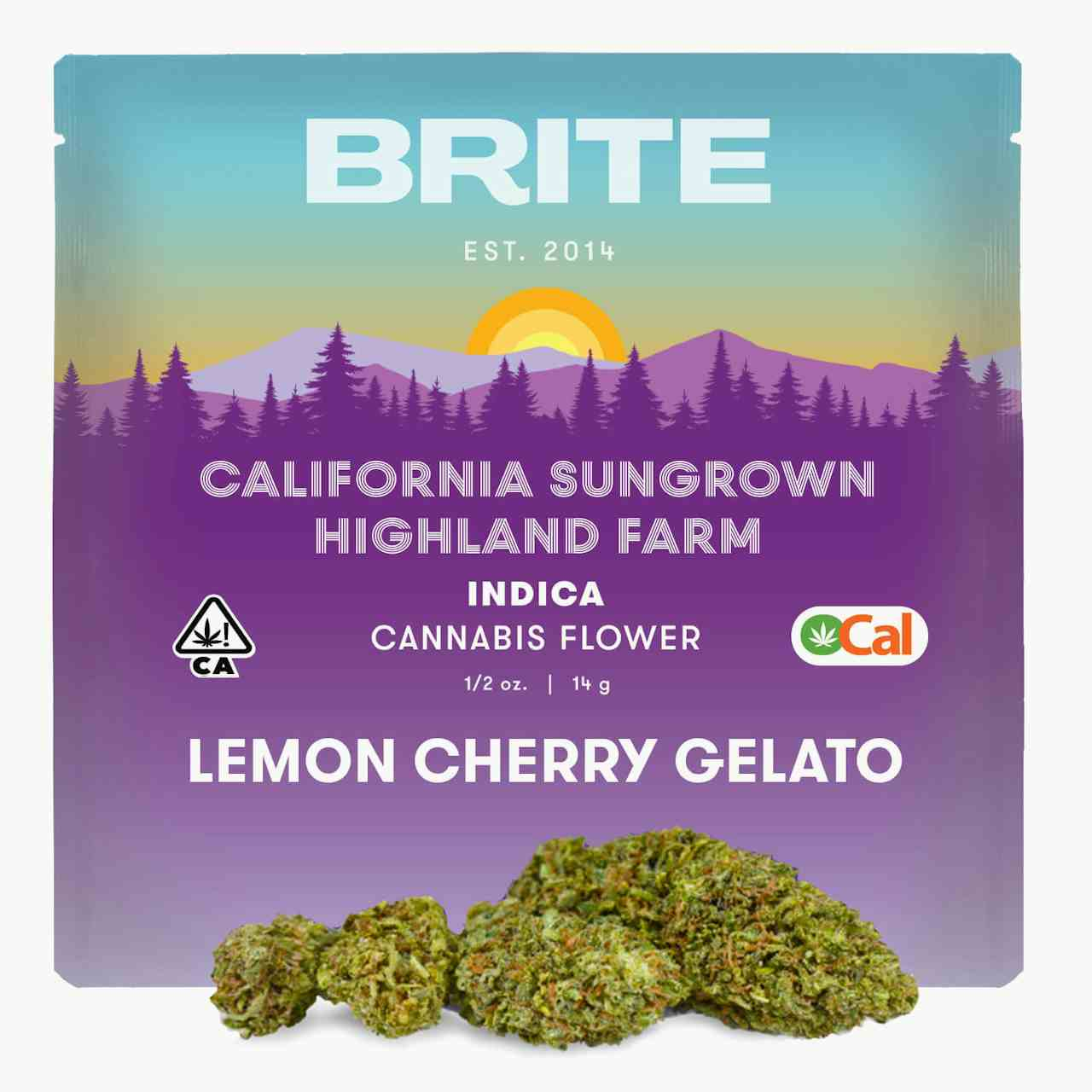 BRITE Highland OCal Flower (14g) - Indica - Lemon Cherry Gelato