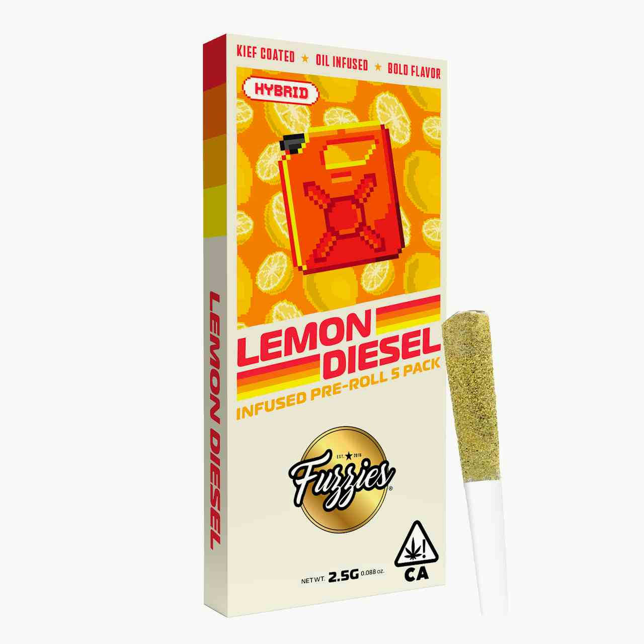 Fuzzies Diamonds 2.5g 5-Pack Infused Pre-Rolls - Lemon Diesel - Hybrid