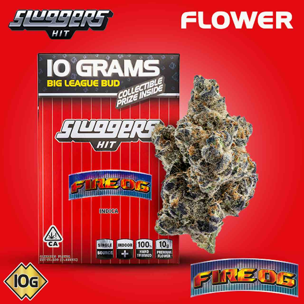 Sluggers - Bagged Flower - 10g - Indica - Fire OG