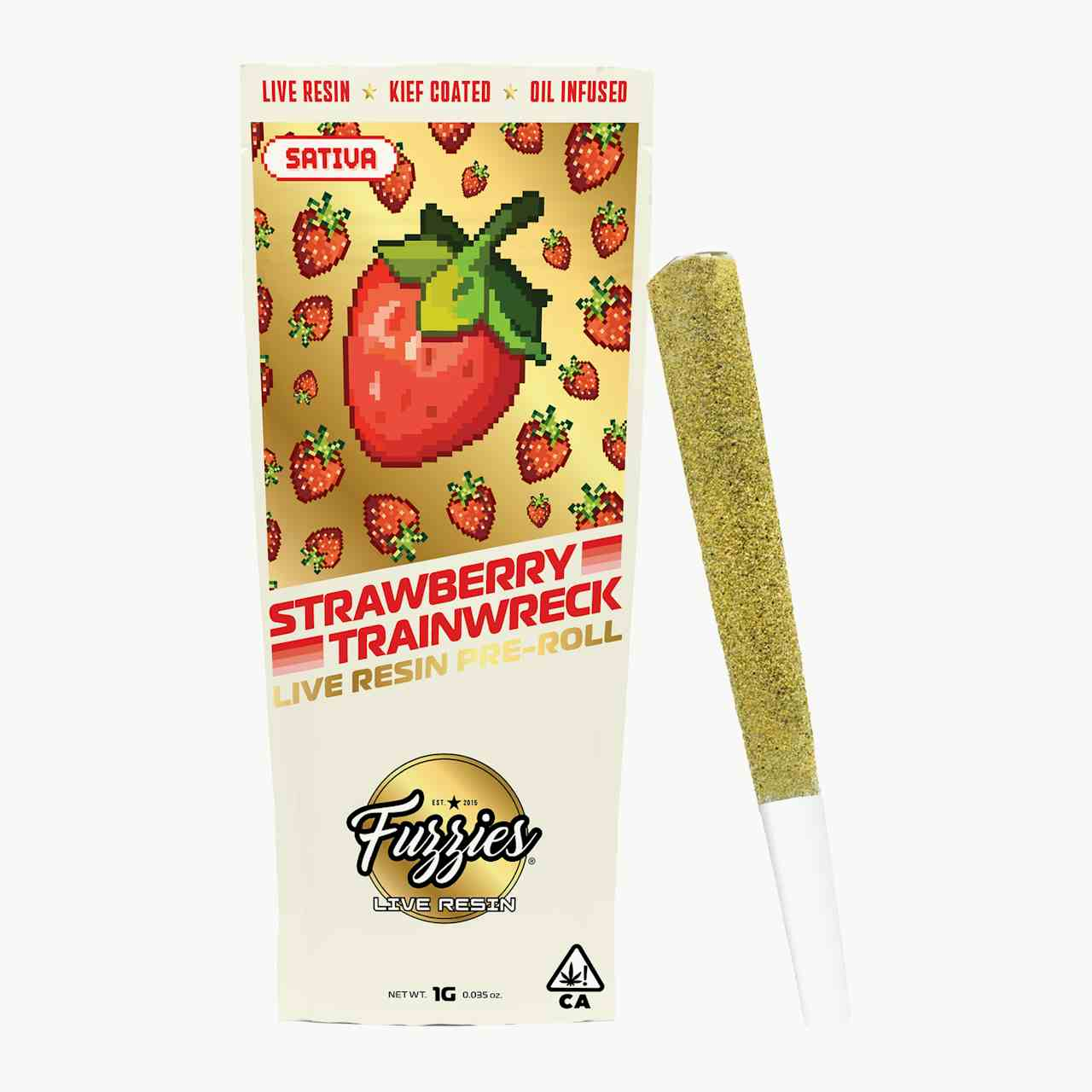 Fuzzies Live Resin 1g Single Infused Pre-Roll - Strawb Trainwreck - Sativa