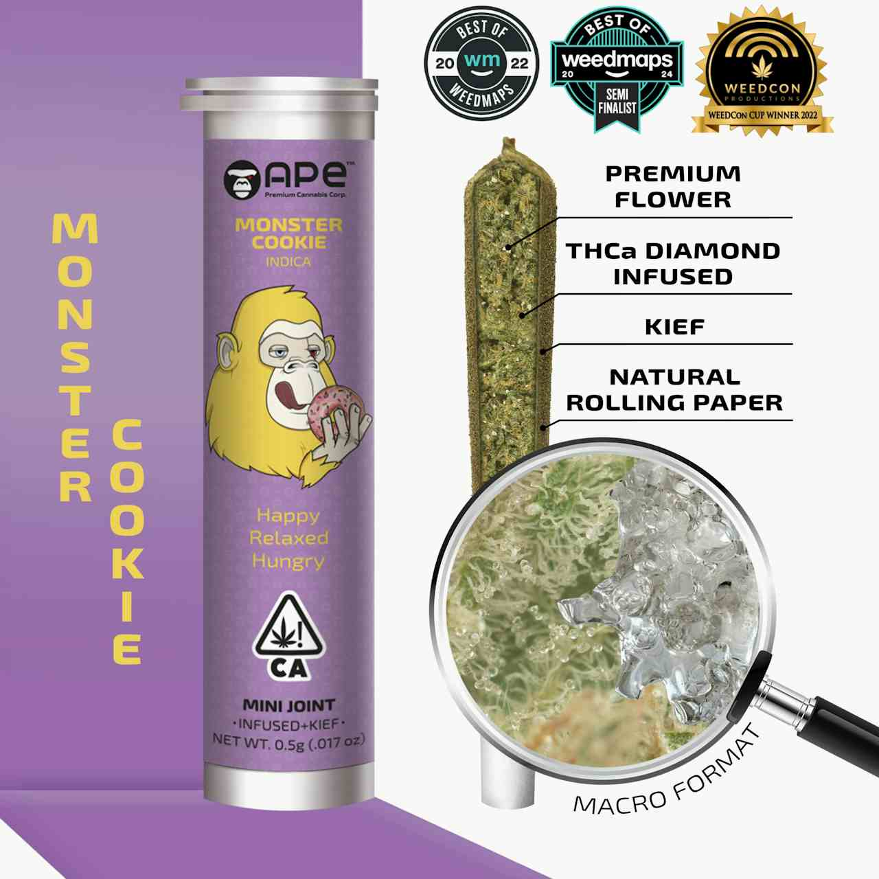 MONSTER COOKIES - Mini Joint Infused + Kief (0.5g)