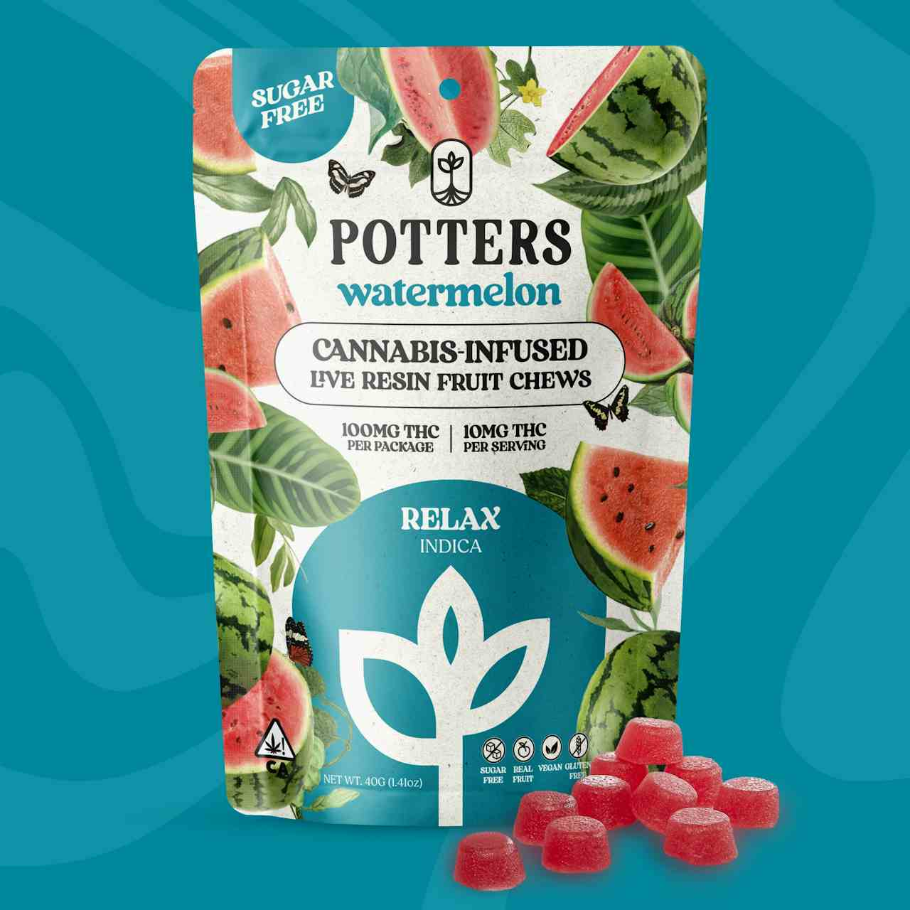 Watermelon Sugar-Free Live Fruit Chews | 100mg 10pk