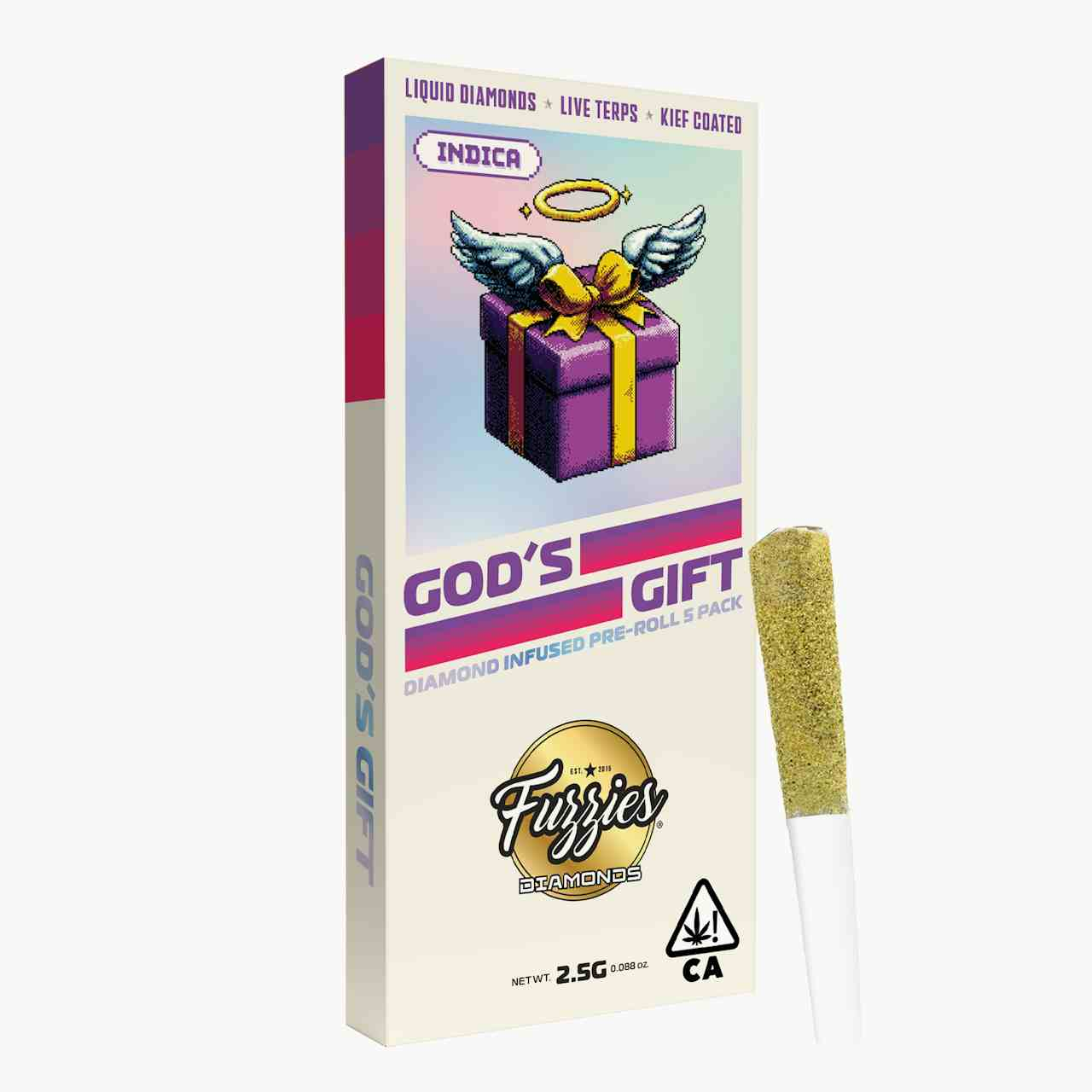 Fuzzies Diamonds 2.5g 5-Pack Infused Pre-Rolls - God's Gift - Indica