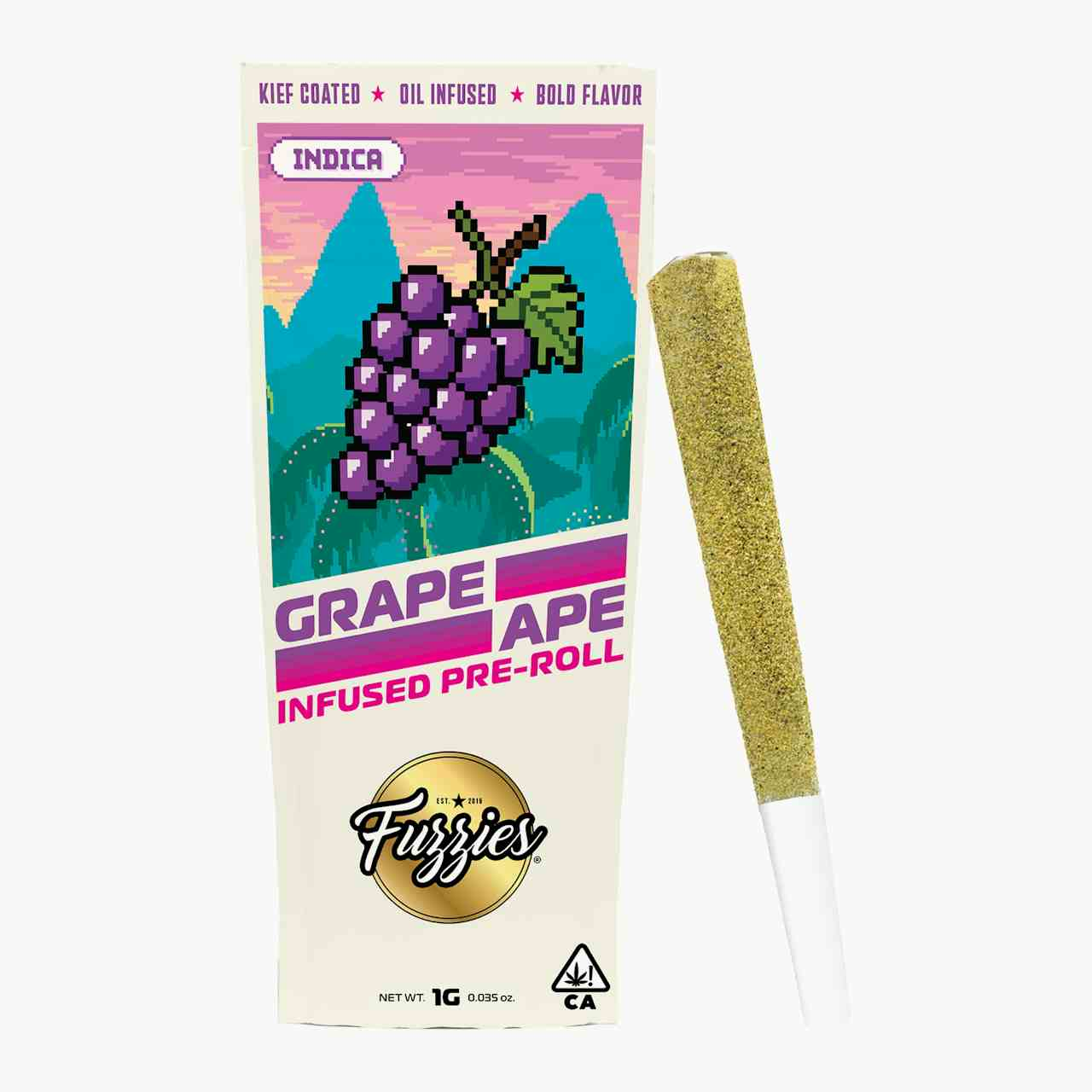 Fuzzies Originals 1g Single Infused Pre-Roll - Grape Ape - Indica