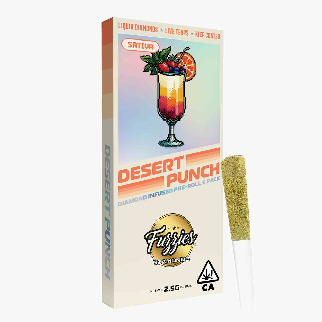 Fuzzies Diamonds 2.5g 5-Pack Infused Pre-Rolls - Desert Punch - Sativa