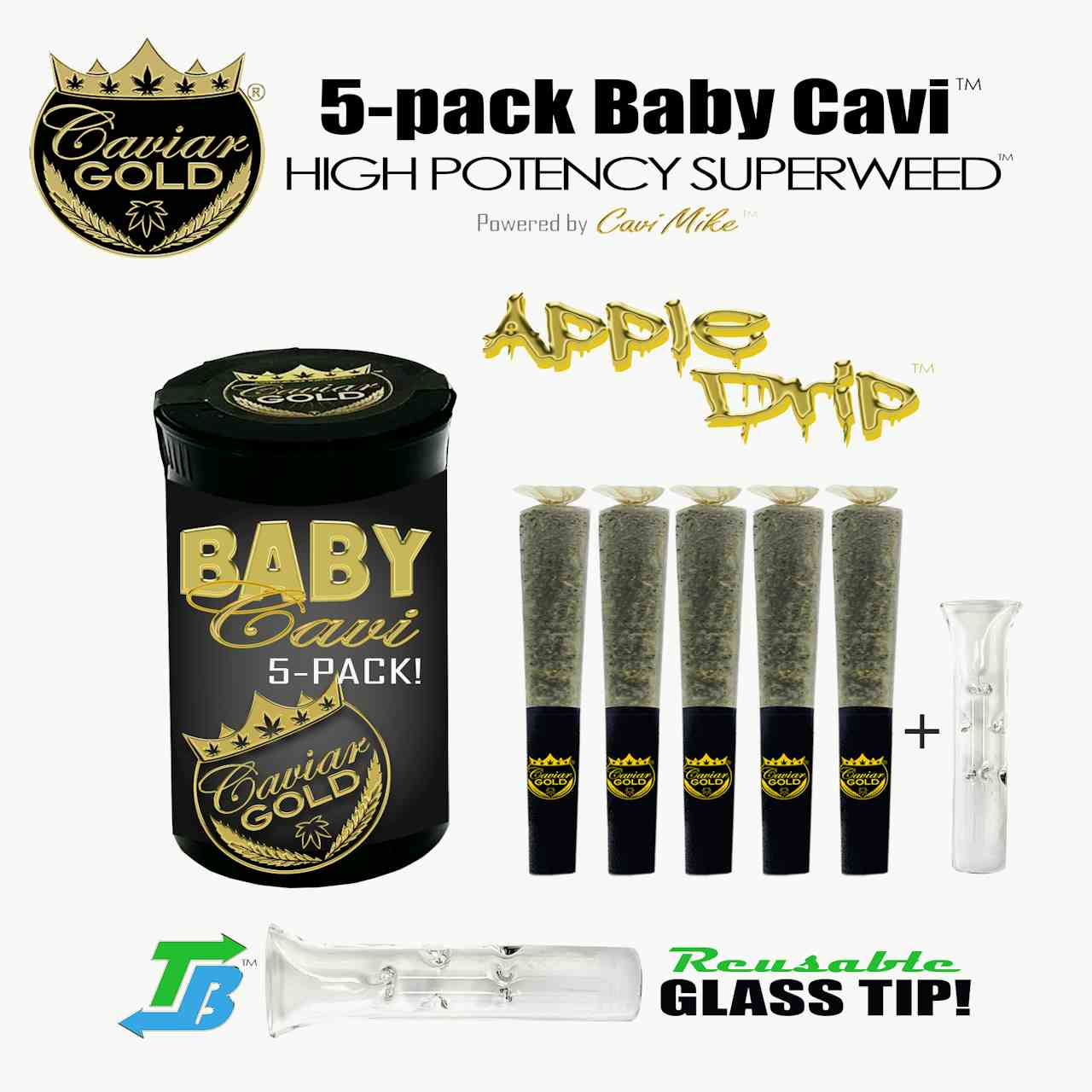 Baby Cavi | Infused Pre-roll | Apple Drip | 2.5g | 5pk